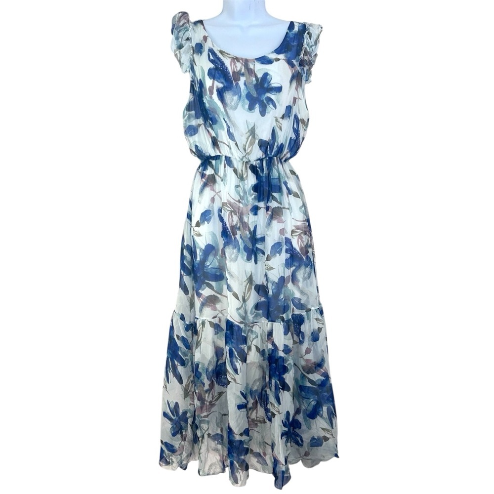 La Ragazze Italian Silk Blend Floral Fairy Maxi Dress Size L